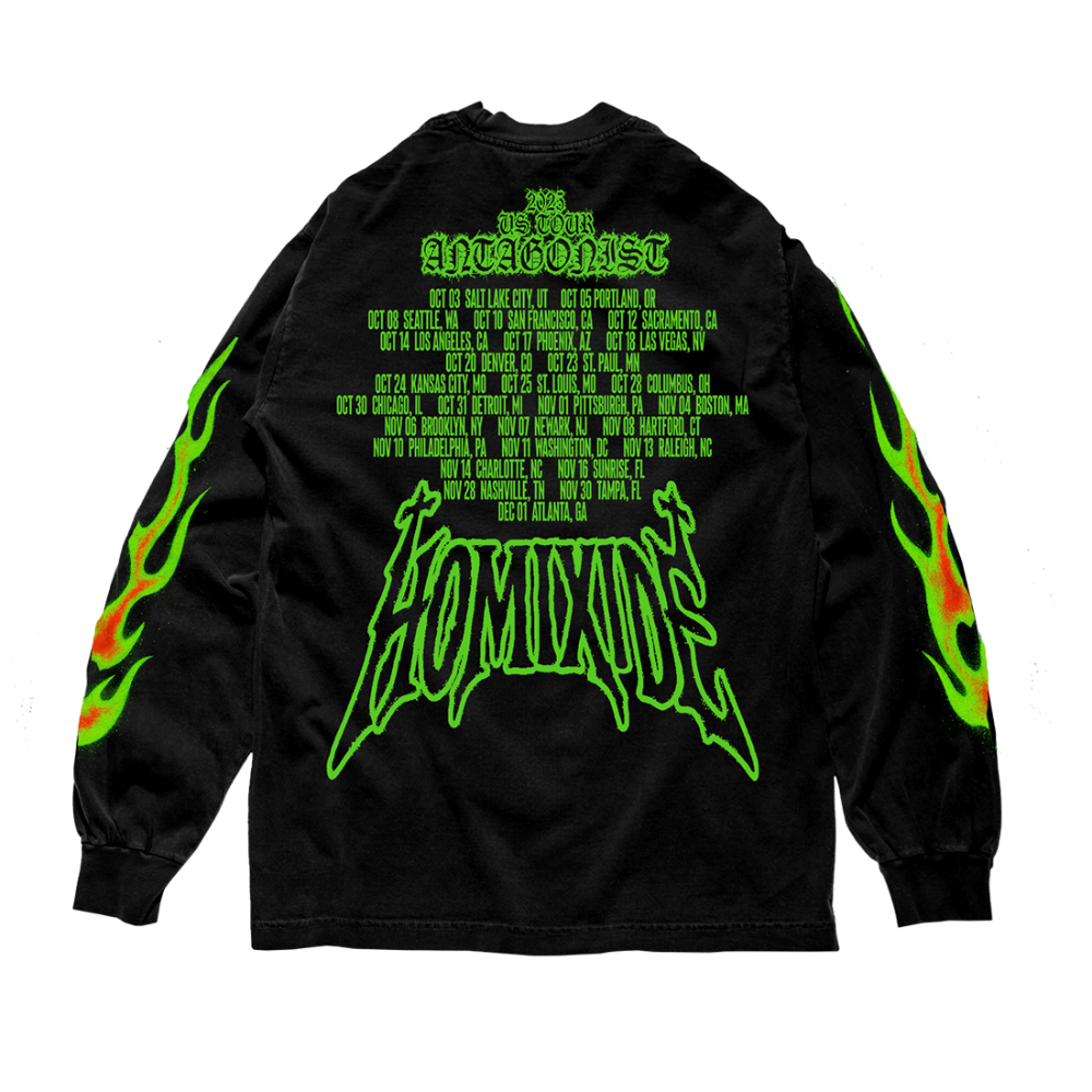 HXG Green Flames Long Sleeve Back